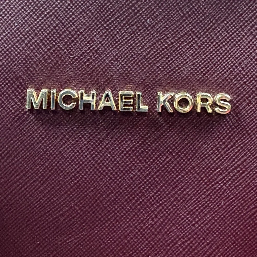 Michael Kors Burgundy Saffiano Dome Satchel Crossbody Shoulder Bag Minimalist - Picture 8 of 16